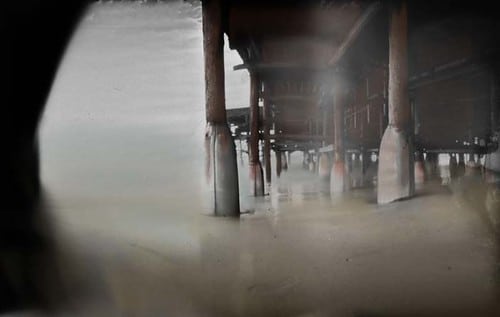 View under the boardwalk of Crystal Pier in Pacific Beach, San Diego, California
